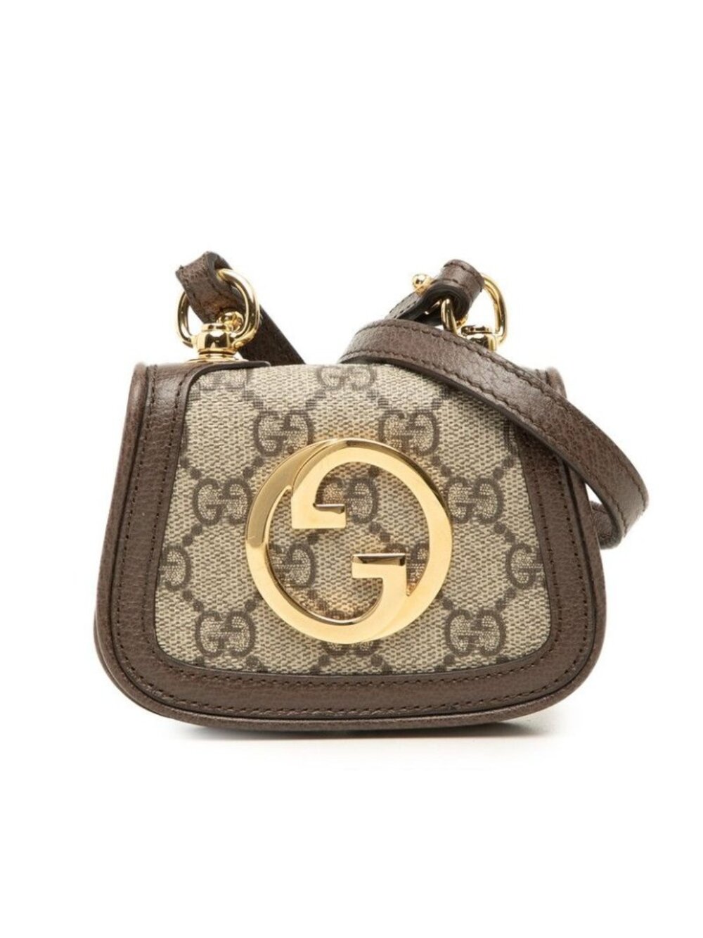 Gucci GG Supreme Interlocking G Blondie Shoulder Bag Beige Brown Leather